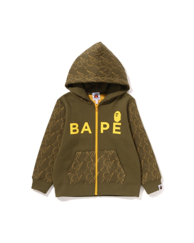 Hauts Bape STA Quilting Zip Hoodie Vert Enfant | WAQ-93789887